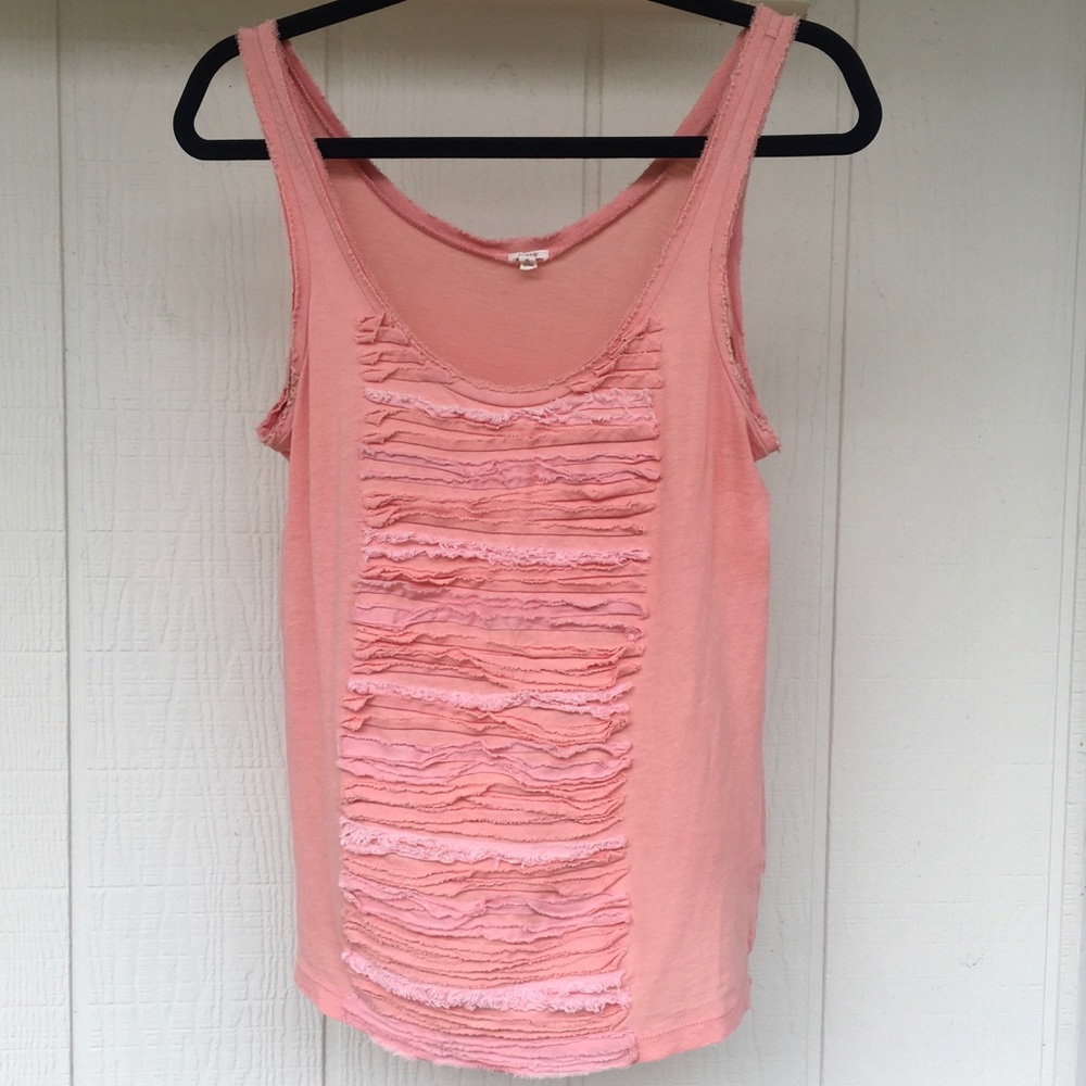 🔥3/$25🔥SALE🔥S PEACH J CREW RAW WASHBOARD HEMS ON FRONT TANK TOP